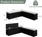 Bobve L-Shape Storage Bench with Cushion, Backless Corner Dining Bench, Kitchen Dining Nook Bench with Hidden Storage for Dining Room, Kitchen, Entryway (Black)