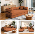 79" Corduroy Sofa Bed, Couch in a Box with 2 Pillows, High-Density Foam 4-in-1 Foldable Sleeper Futon Loveseat for Small Spaces, No Assembly, Side Pockets, Hex Arm Orange