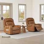 Watson & Whitely Genuine Leather Lay Flat Power Recliner Chair, Saddle