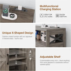 Befrases Farmhouse Sideboard Buffet Cabinet, Barn Doors Storage Cabinet with Drawers and Open Shelf, 47.2'' Wood Coffee Bar Microwave Station for Kitchen, Living Room, Hallway, Grey