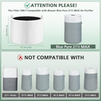 2 Pack 211i Max Replacement Filter Compatible with BLUEAIR Blue Pure 211i Max Air Purifier, Ture HEPA & Activated Carbon Replacement Filter