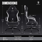 Dowinx Fabric Gaming Chair, Ergonomic Computer Chair with Footrest and Pocket Spring Cushion, Height Adjustable Video Gamer Chair with Lumbar Support for Adults, Black