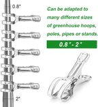 Upgrade Large Garden Clips, Stainless Steel Greenhouse Clamps for 3/4'', 1'', 2'' Pipes, Strong Grip Garden Clamps for Greenhouse Hoop, Heavy Duty Row Cover Clips for Netting, 24PCS