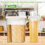 Rice Storage Container, 5 to 10lb Dry Food Airtight Dispenser, Pet Dog Cat Food Canister, BPA Free Clear Plastic Kitchen and Pantry Organization Bin for Oatmeal, Cereal, Pasta, Flour White