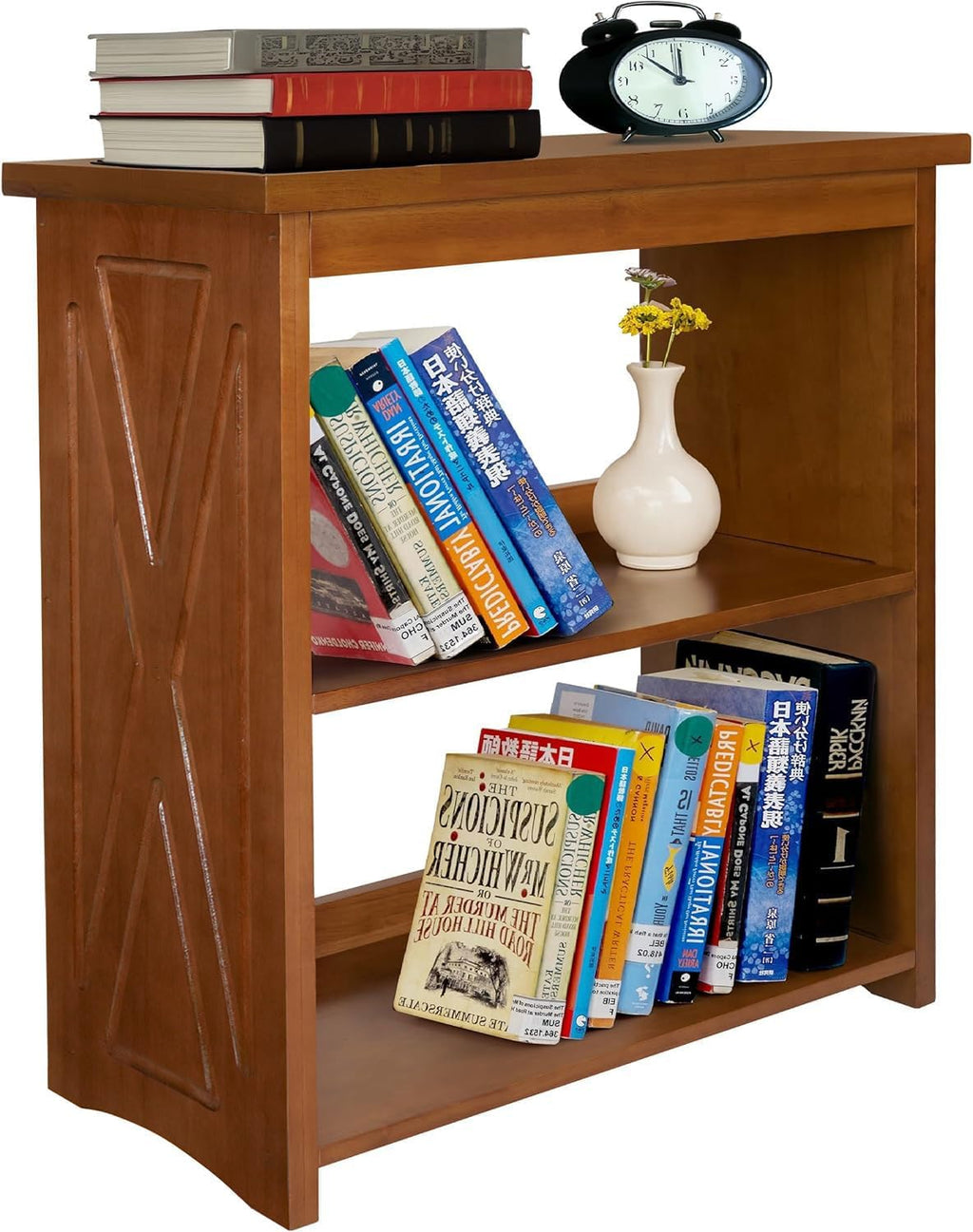 Rustic Bedside Table with Storage Shelf, Wood End Table for Bedroom & Living Room, Narrow Farmhouse Side Table, Modern Nightstand for Bedroom, Living Room and Office (Brown)