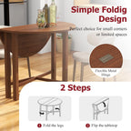 Tangkula 36" Foldable Round Dining Table, Kitchen Table w/Solid Rubber Wood Legs, Dual Drop Leaf Design, Farmhouse Circle Diner Table for 2-4 People, Dining Room, Living Room, Restaurant (Round)