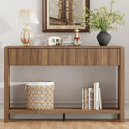 FATORRI Console Sofa Table for Entryway, Wood Foyer Tables for Living Room, Farmhouse Couch Table behinde Sofa with 2 Drawers for Hallway Storage (47.2 inch, Walnut)