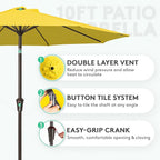 JEAREY 10FT Outdoor Patio Umbrella Outdoor Table Umbrella with Push Button Tilt and Crank, Market Umbrella 8 Sturdy Ribs UV Protection Waterproof for Pool, Garden (Yellow)
