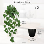 Set of 2 Fake Ivy Plant for Home Decor Indoor Silk Artificial Hanging Plant 25" Fake Ivy Vine Faux Ivy Leaves for House Room Indoor Outdoor Home Shelf Office Plant Decor