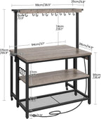 CHOEZON Kitchen Island with Power Outlet, Kitchen Island Table with Folding Top, Stationary Storage Islands, Coffee Bar with Outlets and USB Ports, for Dining Room, Living Room, Greige TZD01UBG