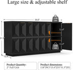 Brafab 118" Sideboard Buffet Cabinet with 3D Geometric Doors, Long Credenza