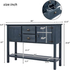 LKTART Solid Wood Farmhouse Console Table,Sofa Table with Storage Drawers and Shelves,Entryway Table for Entry Hallway Foyer Sofa Side Table,EasyAssembled (48" Navy Blue)