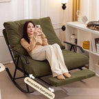 92cm Wide Double Rocking Chair,Featuring an Adjustable backrest and Retractable footrest, Suitable for Balconies, bedrooms, and Living Rooms Green