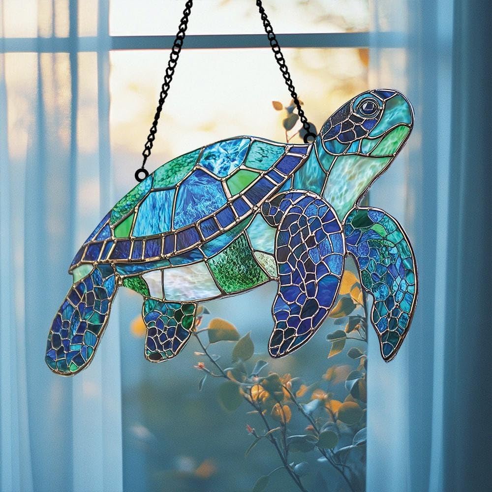 Sea Turtle Acrylic Window Hanging Stained Suncatcher Perfect Ornament and Home Decor for Lovers Beach Suncatchers Indoor Window Suncatchers Windows Garden
