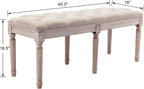chairus Fabric Upholstered Dining Bench - Classic Entryway Ottoman Bench Bedroom Bench with Rustic Wood Legs - Beige
