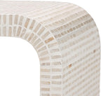 Bali & pari Carlyn Coastal Beige and White Mother of Pearl Capiz Shell End Table