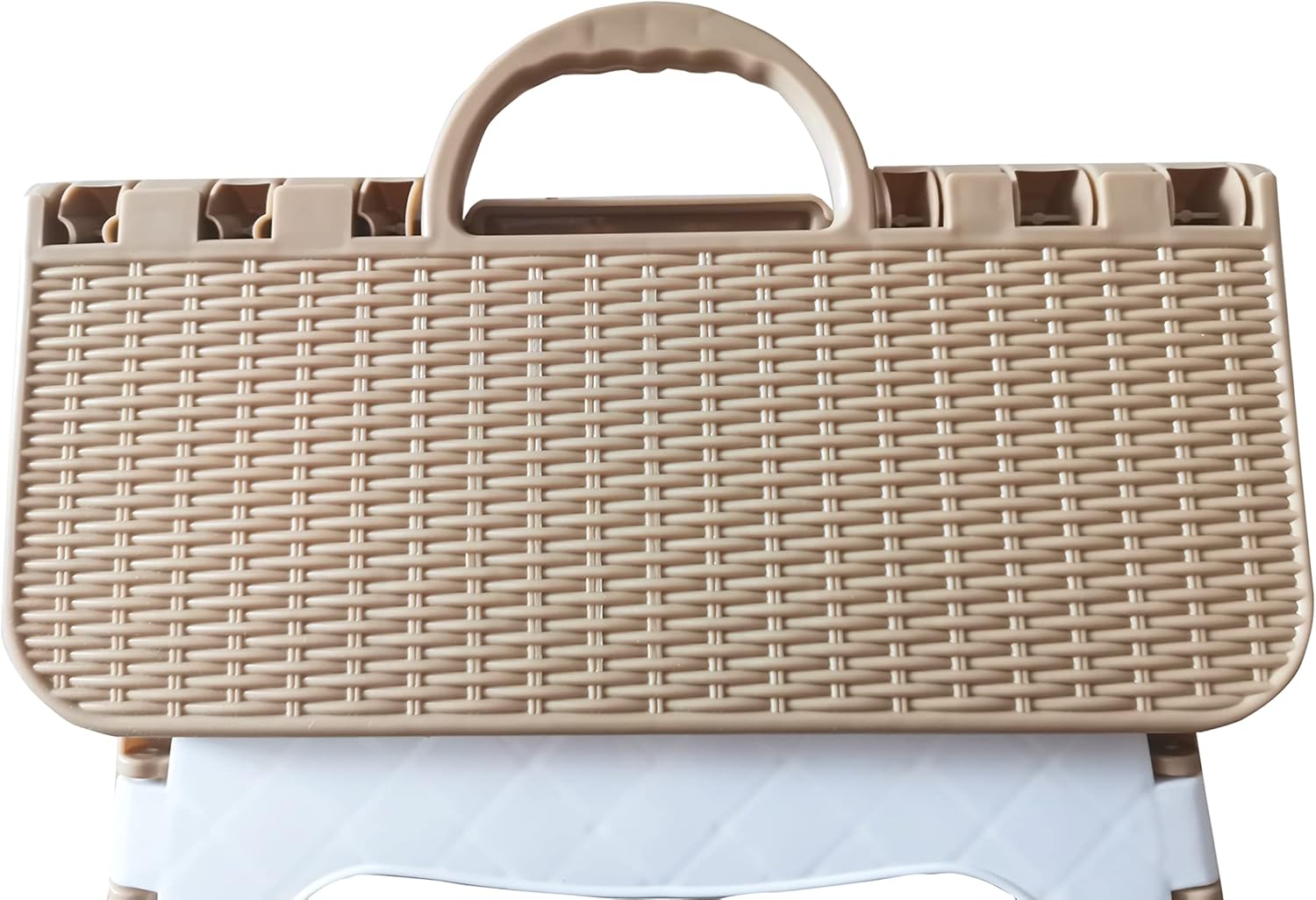 Folding Step Stool Anti Slip Compact Plastic Foldable Step Stool Holds Up to 300 lbs,12 inches, 30cm，(Coffee) 1PCS