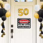 WERNNSAI 50th Birthday Party Decorations - 9PCS Wall Signs for Adults 50 Years Old Party Decor Yellow Caution Logos on Door Windows Yard Garden Sign Happy 50th Birthday Party Supplies