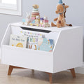 UTEX Kids Toy Box, Toy Chest with Bookshelf, Kids Storage Organizer Bench | Wooden Toy Trunk With Lit, Gently Tapered Solid Wood Legs, Boys and Girls, Toy Room, Small Room, Playroom, Gift, White