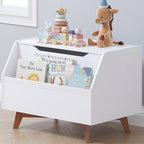 UTEX Kids Toy Box, Toy Chest with Bookshelf, Kids Storage Organizer Bench | Wooden Toy Trunk With Lit, Gently Tapered Solid Wood Legs, Boys and Girls, Toy Room, Small Room, Playroom, Gift, White