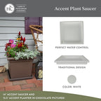 The HC Companies 11 Inch Accent Square Plant Saucer, Lightweight UV-Resistant Plastic Outdoor & Indoor Flower Pot Tray, 2-Pack Plant Pot Trays for Garden & Home Decor, White