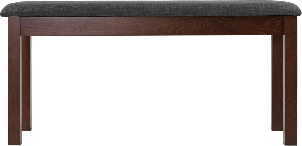 Cortesi Home Rosco Dining Bench in Charcoal Fabric, Walnut Finish 40"