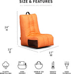 Big Joe Video Lounger Bean Bag Chair, Tangerine Smartmax, 2 feet | Polystyrene Bean Filled, Refillable, Nylon Polyester, Safe for Kids Ages 3 and Up, Supports Up to 250 lbs, Perfect for Gaming
