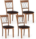 Giantex Dining Chairs Set of 4, Faux Leather Upholstered Armless Kitchen Chairs w/Hollowed Backrest, Padded Seat, Rubber Wood Frame, Farmhouse Side Chair for Living Room Restaurant, Walnut