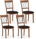 Giantex Dining Chairs Set of 4, Faux Leather Upholstered Armless Kitchen Chairs w/Hollowed Backrest, Padded Seat, Rubber Wood Frame, Farmhouse Side Chair for Living Room Restaurant, Walnut