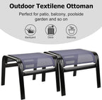 Deiguifei Outdoor Footstools Patio Ottoman All Weather Aluminum Indoor Outdoor Small Seat Foot Rest 2 Set Navy Blue