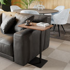C Shaped End Table, Solid Wood Side Table, 26 Inch High Sofa Tables for Couch for Living Room, Bedroom, Small Space Small Snack C Tables (Rectangle)