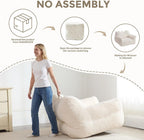 HUGHEAVEN Big Bean Bag Chair for Adults, Giant Oversized Bean Bag Couch, Comfy Reading Chair with Armrests, Soft Cozy Chair for Bedroom, Lounge Sofa for Gaming, Napping & Relaxing, Beige