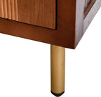 eHemco Modern End Table with Storage, Two-Toned Ribbed Parquet Design, 17 x 14 x 30 Inches, Antique Walnut and Natural Finish