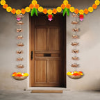 LemonRoad 2 Set Diwali Hanging Urli Bowl Metal Lotus Floating Diya Pot for Flowers & Decor Wall Hanging Uruli Candle Holder for Mandir, Diwali Gift, Indian Traditional Festival Decoration