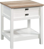 Sauder Cottage Road Nightstand, Farmhouse Style, Soft White with Oak Top