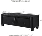 Betoko PU Leather Ottoman Bench with Storage,48" Mid Century Modern Storage Bed Bench for Bedroom,Button Tufted Ottoman Benches with Seating for Living Room,Entryway,Window (New PU Black)