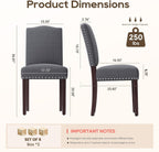 Upholstered Dining Chairs Set of 6 with Thickened Seat Cushion, Wooden Mid-Century Modern Fabric Farmhouse Kitchen Chairs for Dining Room Living/Restaurant/Reading Room