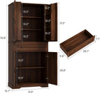Garvee 71" Kitchen Pantry Cabinet, Barn Door Freestanding Cupboard with Drawer, Sliding Storage Rack, and 6 Hanging Shelves for Kitchen, Dining Room, Living Room Bedroom