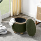 Round Storage Stool, Storage Stool with Storage Space and Cushioned seat, Available in Bedroom, Living Room, entryway-Dark Green