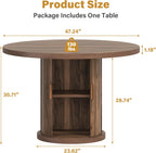 47.24" Round Dining Table for 4, Farmhouse Fluted Kitchen Tables Dining Room Circle Dinner Table, Modern Wood Kitchen & Dining Room Tables