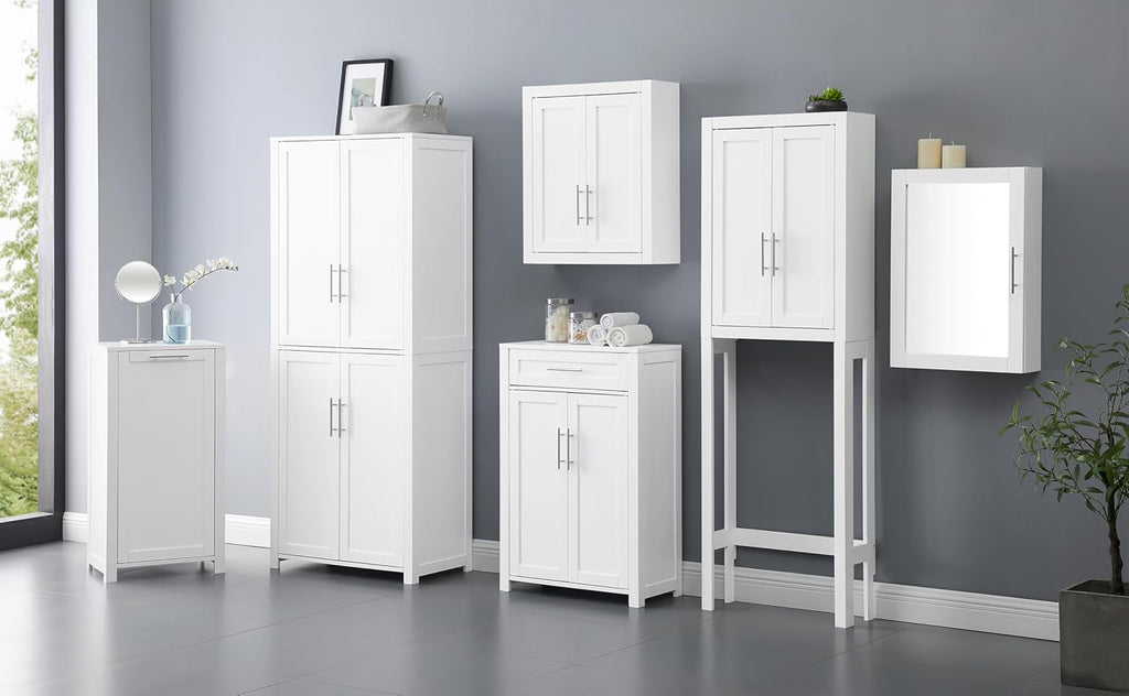 Crosley Furniture Savannah 2-Piece Pantry Storage Cabinet Set with Shelves, Kitchen, Dining, or Laundry Room, White