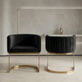 Hyfirm Black and Gold Barrel Dining Chairs Set of 2, Modern Velvet Upholstered Accent Chairs with Curved Back for Kitchen Island, Luxury Comfort Seating Cantilever Metal Frame