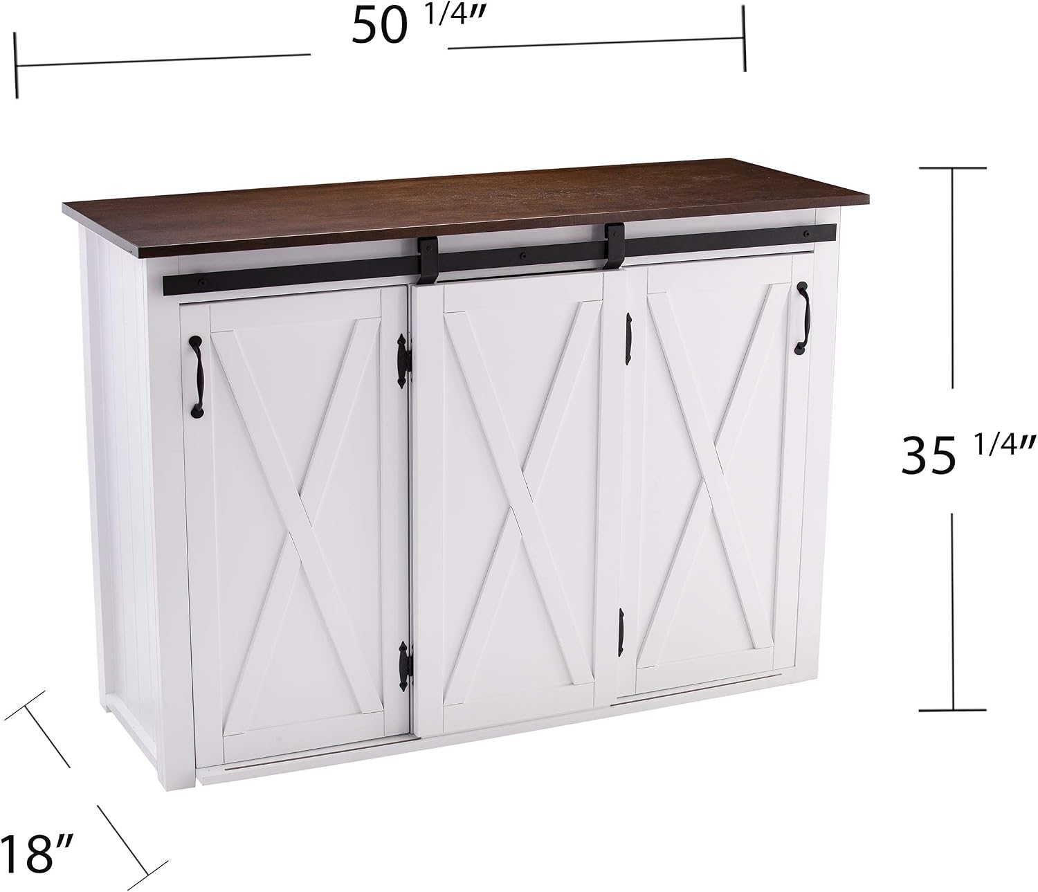 SEI Furniture - Leshire Barn-Door Kitchen Island - Transitional Design, Brown Finish - Ideal for Kitchen, Dining Room (KA1068861)