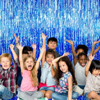 GOER 6.4 ft x 9.8 ft Metallic Tinsel Foil Fringe Curtains,Pack of 2 Party Streamer Backdrop for Birthday,Graduation Decorations and New Year Eve (Navy Blue)
