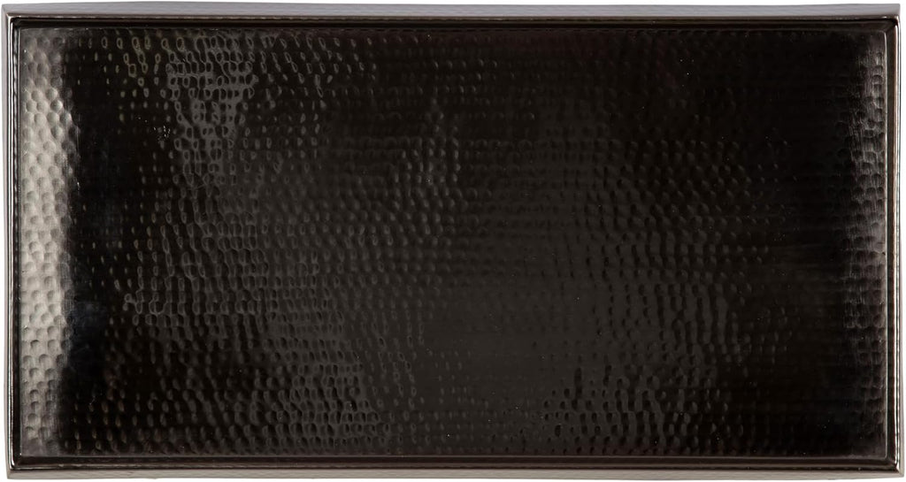 Kate and Laurel Sanzo Modern Metal Skinny Side Table, 17 x 9 x 24, Gunmetal, Rectangular Slim Bedroom Nightstand with Hammered Tabletop for Use as Bedside Accent or Narrow Living Room End Table
