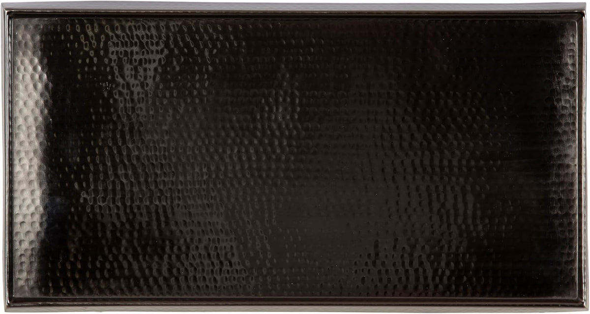 Kate and Laurel Sanzo Modern Metal Skinny Side Table, 17 x 9 x 24, Gunmetal, Rectangular Slim Bedroom Nightstand with Hammered Tabletop for Use as Bedside Accent or Narrow Living Room End Table