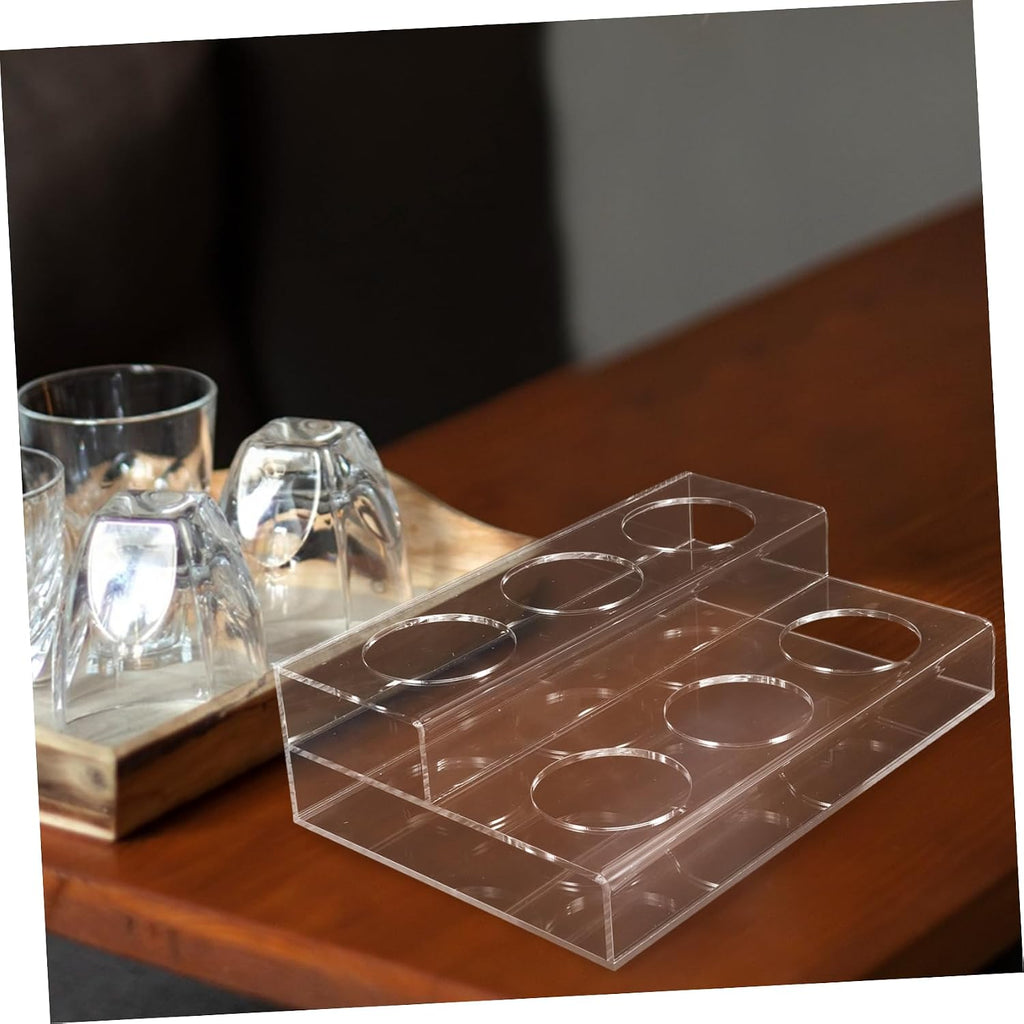 Garneck Acrylic Syrup Holder Multi Functional Wine Rack for Kitchen Coffee Bar Slot Organizer for Seasoning Bottles Coffee Syrup Stable Elegant Design