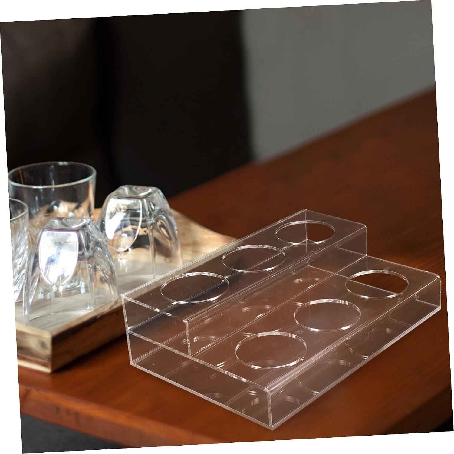 Garneck Acrylic Syrup Holder Multi Functional Wine Rack for Kitchen Coffee Bar Slot Organizer for Seasoning Bottles Coffee Syrup Stable Elegant Design