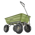Gorilla Carts 600-Pound Capacity Heavy Duty Poly Yard Garden Steel Quick Dump Utility Wheelbarrow Wagon Cart with Straight Pull Handle, Green, Model GOR4G-COM