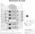 Arched Kitchen Storage | Adjustable Shelves，White-C | 8 door shelves hidden compartment anti-tip design easy assembly versatile spaces